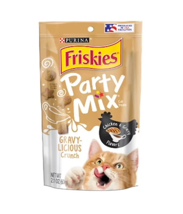 Buy Friskies Party Mix Gravy-Licious Chicken & Gravy Flavors Cat Treats 2.1oz Online